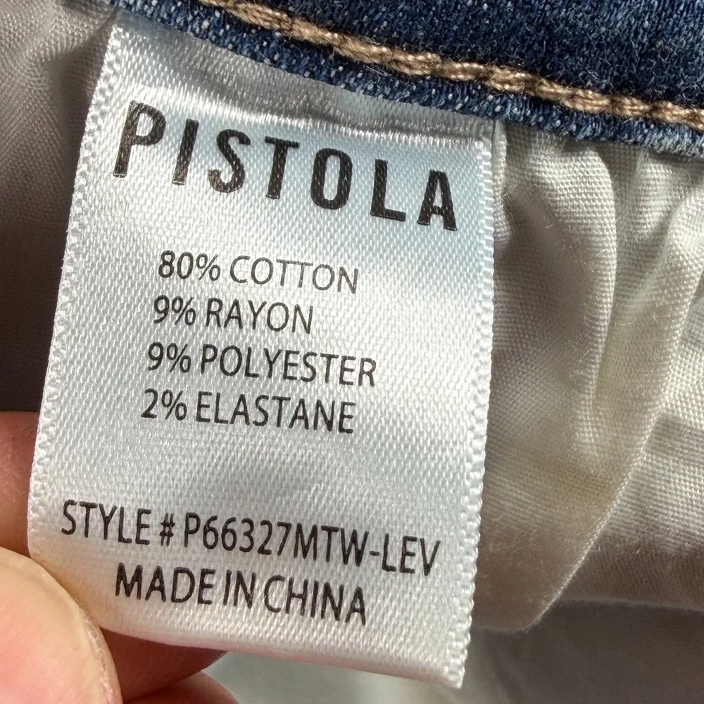 Pistola Jeans Women 22W Blue Denim Cotton High Rise Light Wash Distressed Skinny